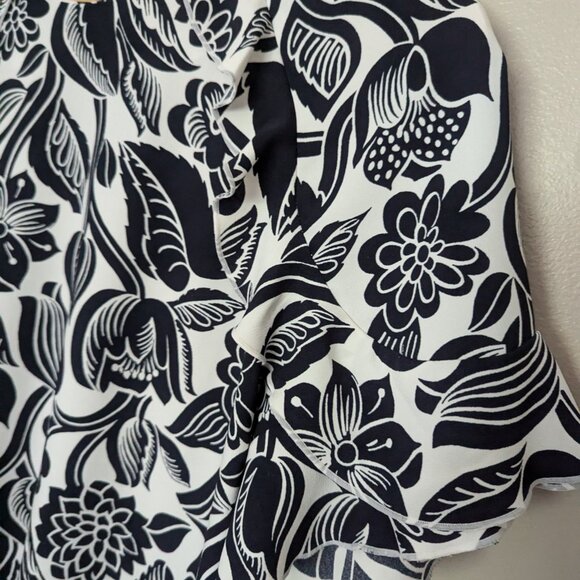 Ann Taylor Factory Floral Dress navy blue and white size medium - Picture 7 of 9